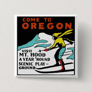 MT. HOOD OREGON - VINTAGE REISE BUTTON