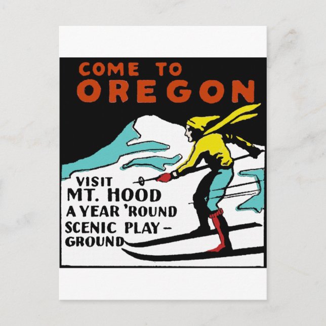 MT. HOOD OREGON - VINTAGE REISE POSTKARTE (Vorderseite)