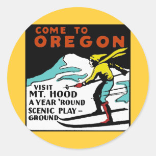 Mt. HOOD OREGON - Vintage Reise Runder Aufkleber