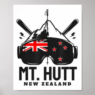 Mt Hutt Neuseeland Skigebiet Retro Skifahren Poster