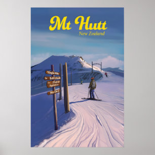 Mt Hutt Skigebiet Reiseplakat Poster