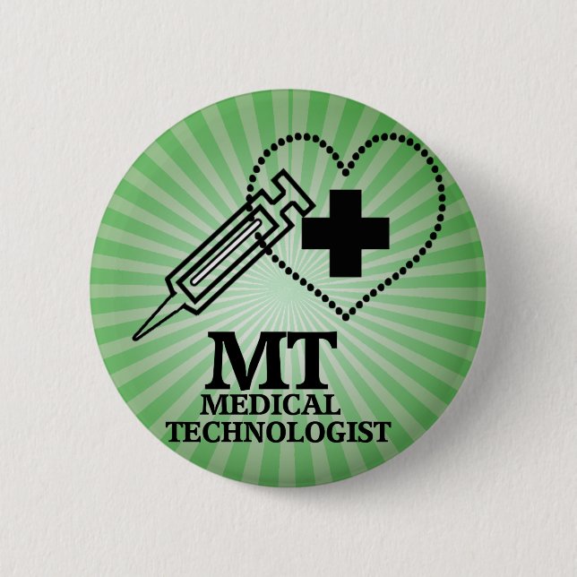 MT LOGO SYRINGE HERZLICHE MEDIZINISCHE TECHNIK BUTTON (Vorderseite)