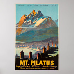 Mt.Pilatus, die Schweiz, Reise-Plakat Poster