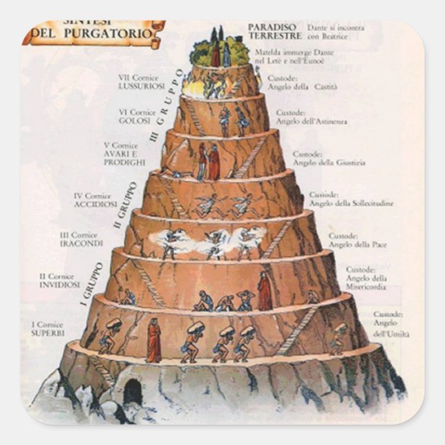 Mt Purgatory Illustration - auf Italienisch Quadratischer Aufkleber (Vorderseite)