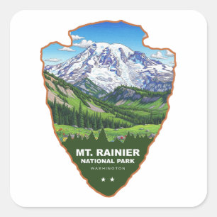 Mt. Rainier National Park Pfeilspitze Quadratischer Aufkleber