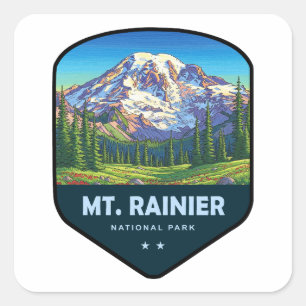 Mt. Rainier National Park Schild Quadratischer Aufkleber