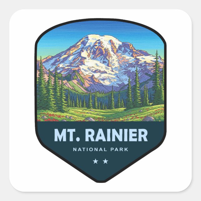 Mt. Rainier National Park Schild Quadratischer Aufkleber (Vorderseite)