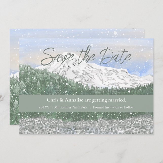 Mt Rainier National Park Wedding Save the Date (Vorne/Hinten)