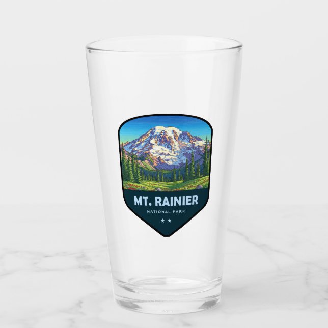 Mt. Rainier Nationalpark-Schild Glas (Vorderseite)