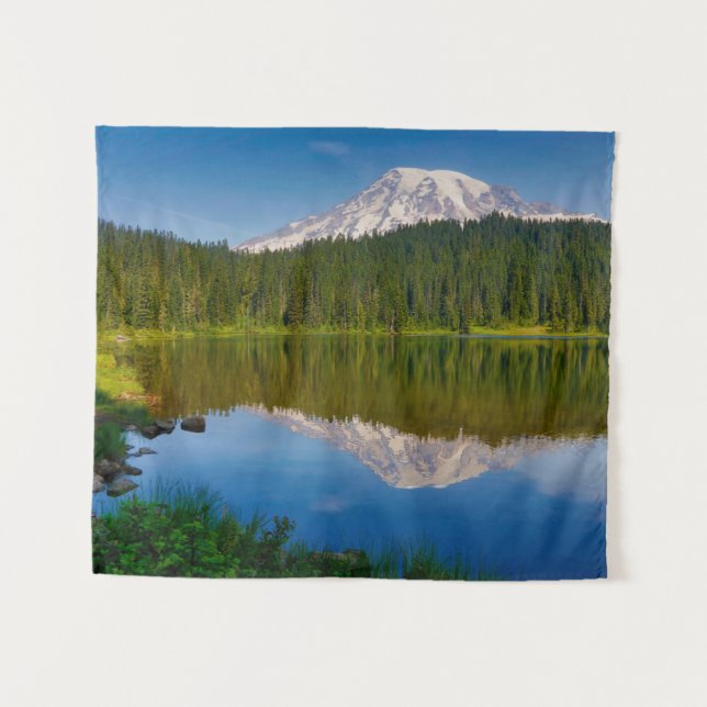 Mt. Rainier und Reflection Lake Wandteppich (Vorderseite (Horizontal))