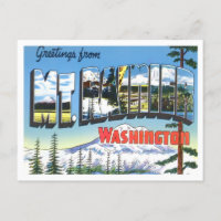 Mt. Rainier, Washington Vintage Große Buchstaben