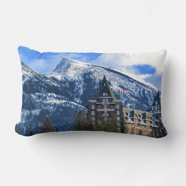 Mt Rundle und das berühmte Hotel, Banff, Alta, Kan Lendenkissen (Vorderseite)