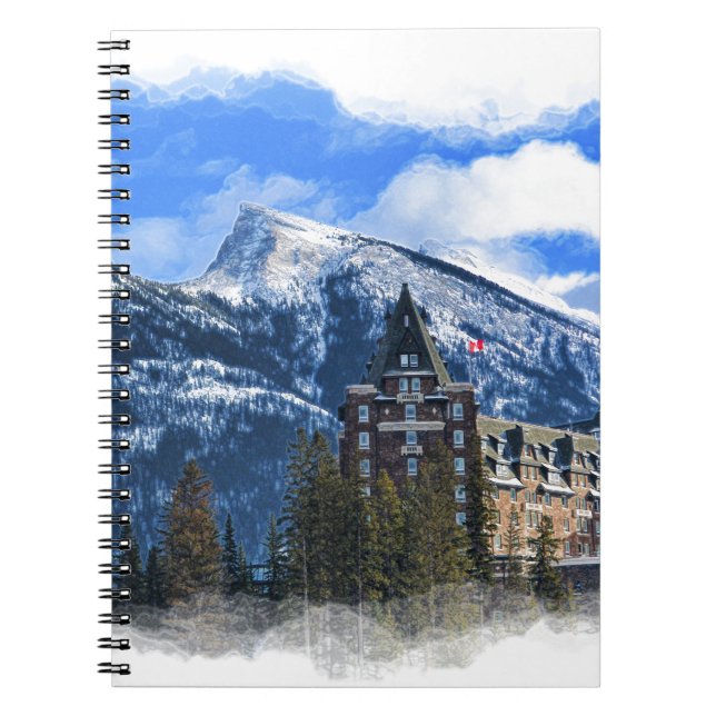 Mt Rundle und das berühmte Hotel, Banff, Alta, Kan Notizblock (Vorderseite)