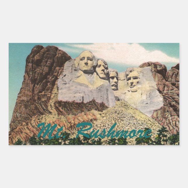 Mt. Rushmore Vintage Rechteckiger Aufkleber (Vorderseite)