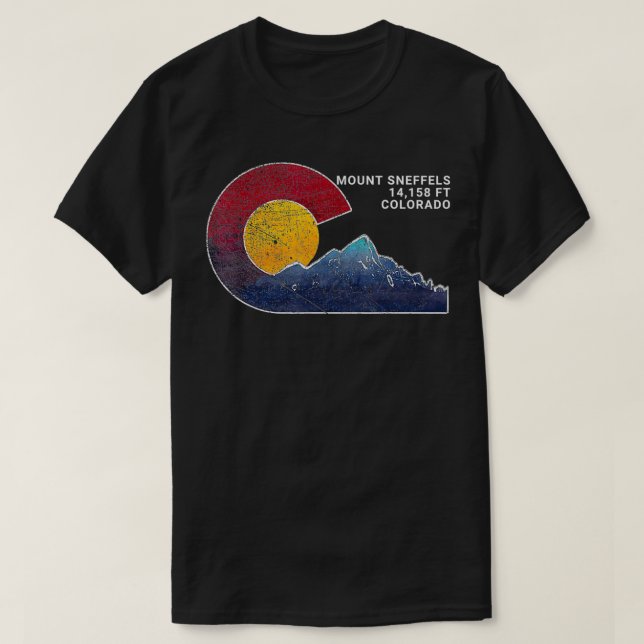 Mt Sneffels Colorado Flag Inspiriert T-Shirt (Design vorne)
