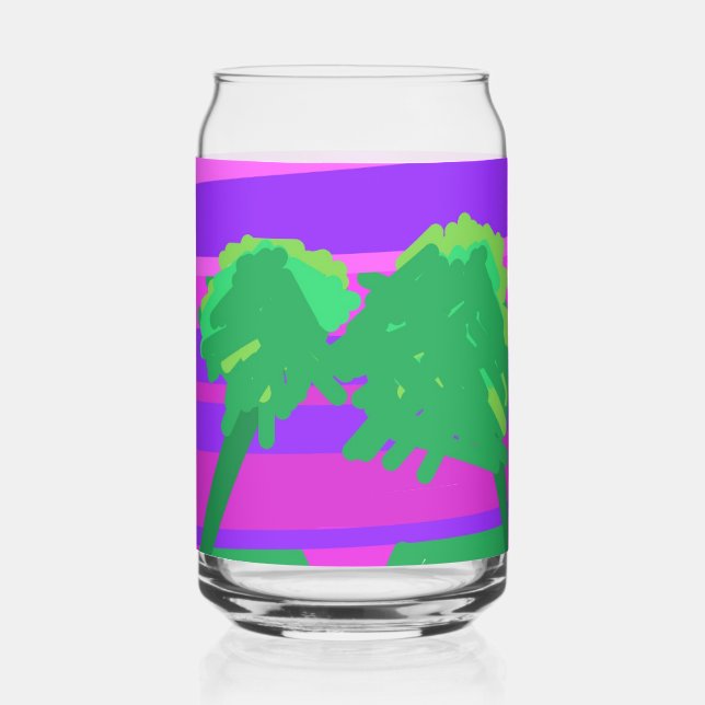 Mt. Sunset Pink Green Purple Trinkerset Dosenglas (Vorderseite)