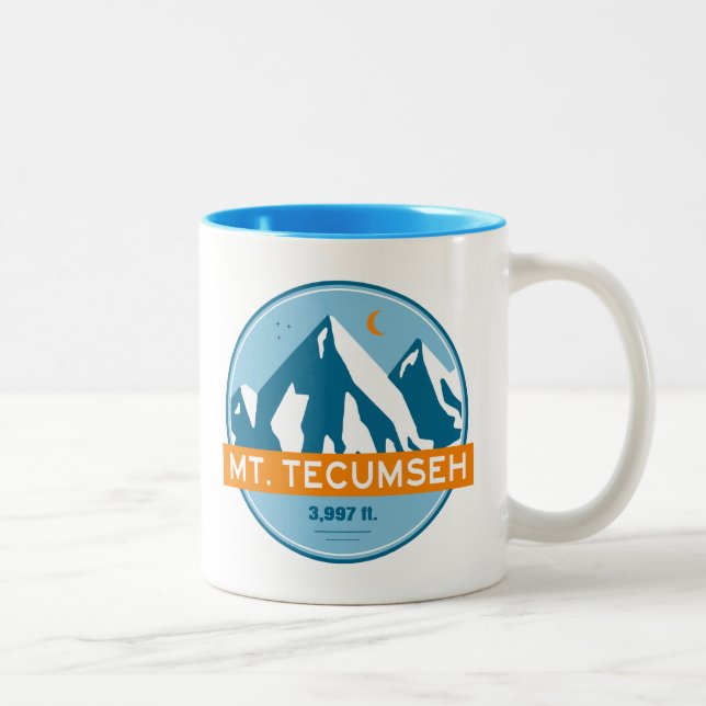 Mt. Tecumseh New Hampshire Stars Moon Zweifarbige Tasse (Rechts)