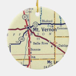 Mt. Vernon IL Vintage Karte Keramik Ornament
