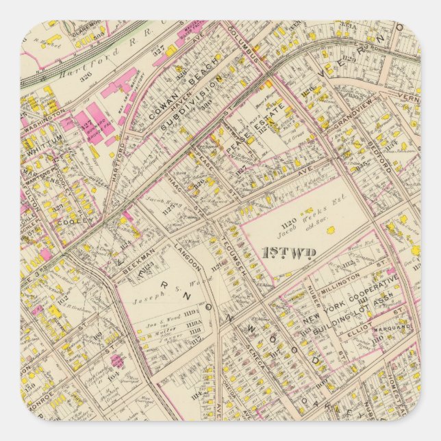 Mt Vernon wards 1, 3, 5, New York Quadratischer Aufkleber (Vorderseite)