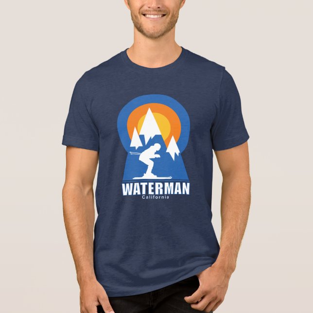 Mt Waterman Ski Sunset Retro T - Shirt (Vorderseite)