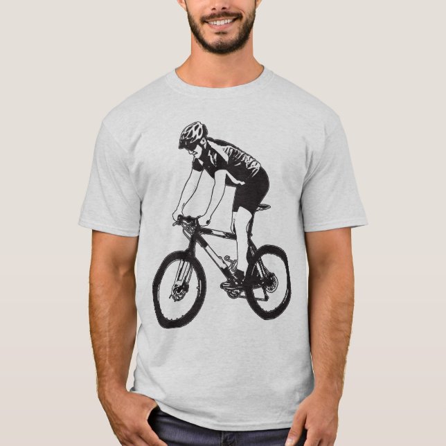 MTB Berg, der allein Silhouette, schwarzen Entwurf T-Shirt (Vorderseite)