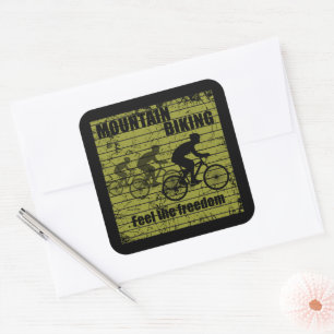 MTB-Downhill-Fahrradfahrer - Mountainbiking Quadratischer Aufkleber