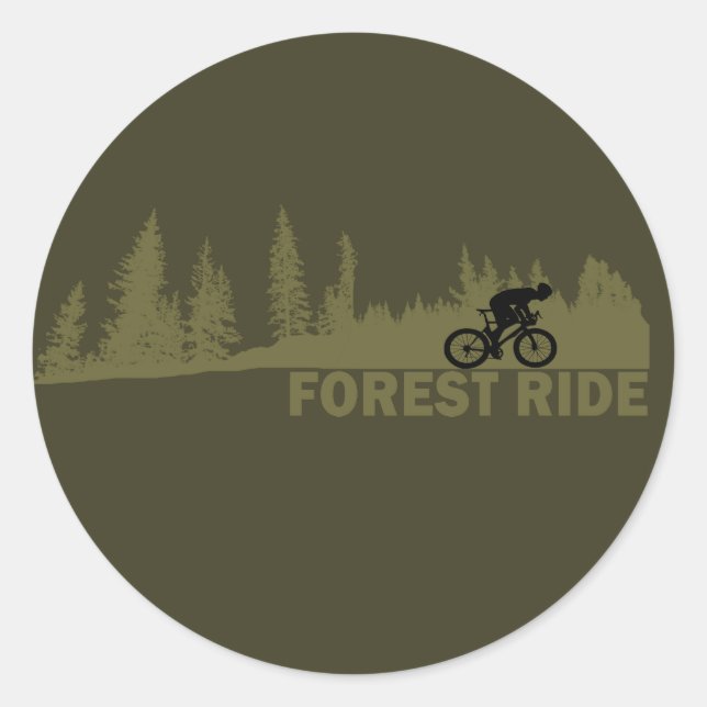 MTB-Downhill-Wald-Fahrt Mountainbiking Runder Aufkleber (Vorderseite)