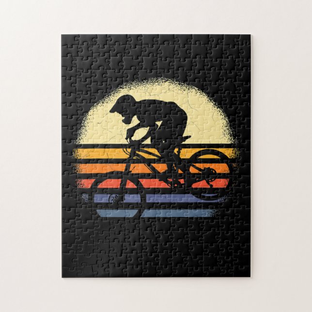 MTB Mountain Bike Bicycle Rider Downhill Vintage Puzzle (Vertikal)