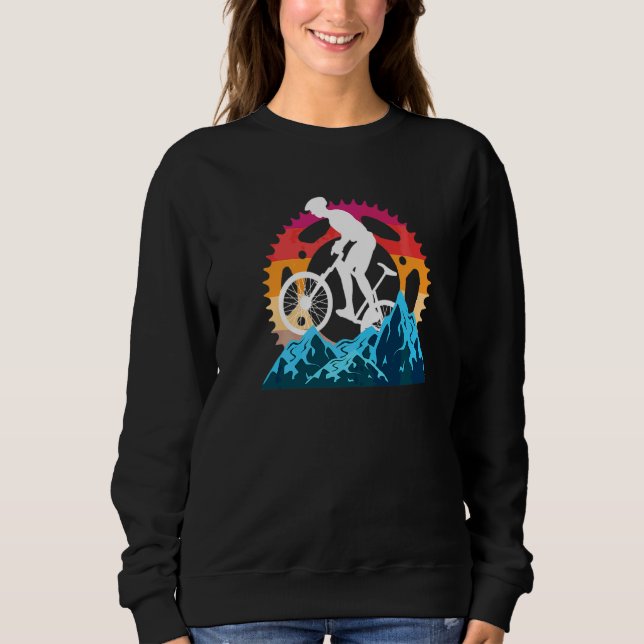 Mtb Mountainbike Gear Sunset Retro Sweatshirt (Vorderseite)