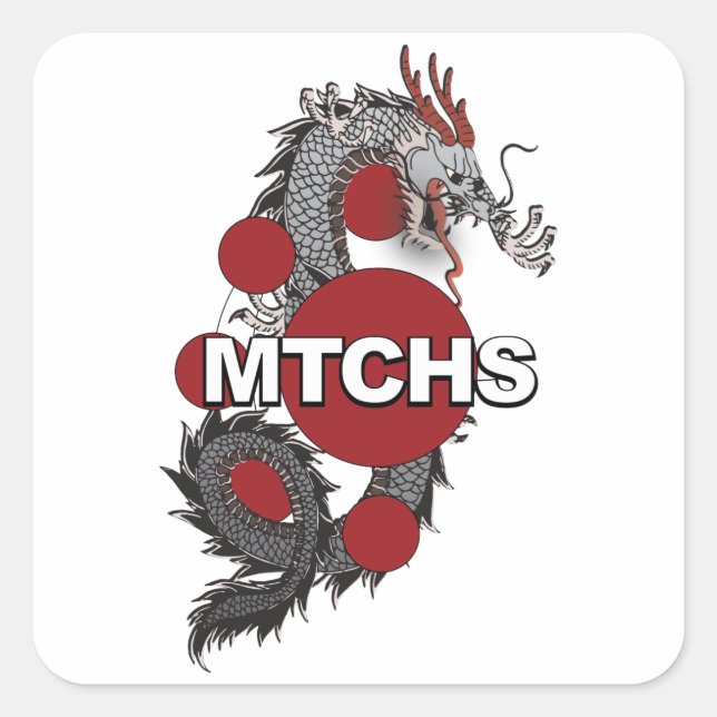 MTCHS-Dragon-Logo Quadratischer Aufkleber (Vorderseite)