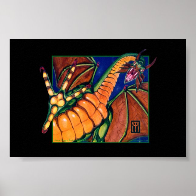 MtG Shivan-Drache auf schwarzem Hintergrund Poster (Vorne)