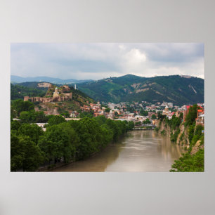Mt'k'vari-Fluss fließend, Tbilisi Poster