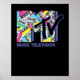MTV-Logo mit Retro-80er-Bändern Poster