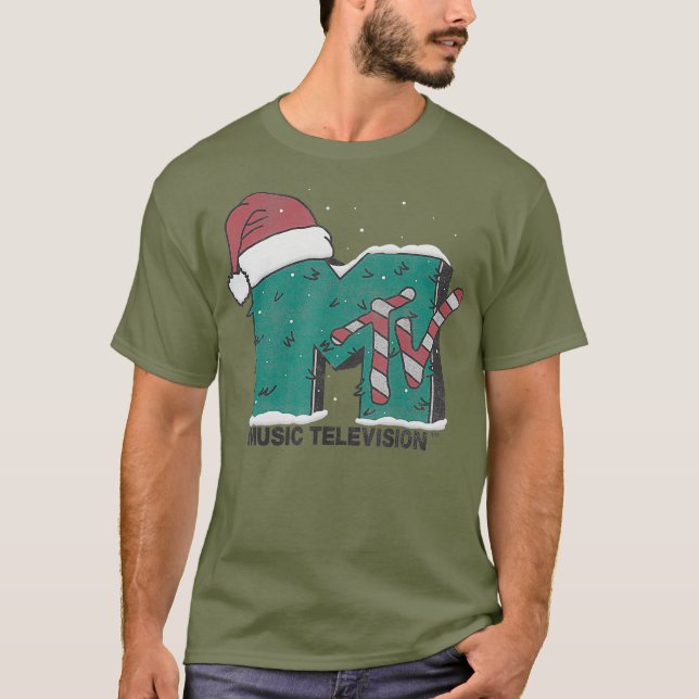 MTV Music Television Candy Cane Weihnachten T-Shirt (Vorderseite)