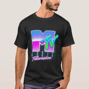 MTV Vaporwave-Gitter mit neonfarbenem Retro-Ästhet T-Shirt