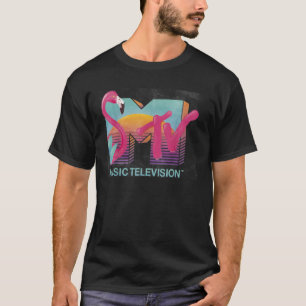 MTV Verstörte Retro-Flamingo-Logo-Datei T-Shirt