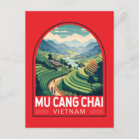 Mu Cang Chai Vietnam Travel Retro Emblem