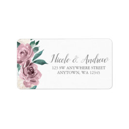 Muave Watercolor-Rose Blumenadresse Adressaufkleber