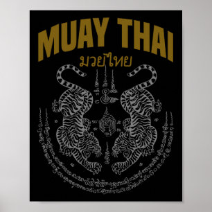 Muay Thai Art Twin Tigers Muay Thai Fighter Mixed  Poster