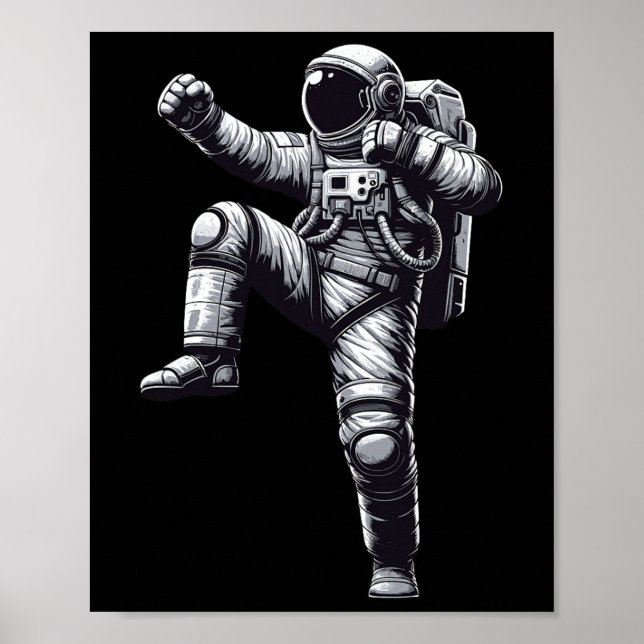 Muay Thai Astronaut Kickboxing Poster (Vorne)