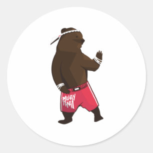 Muay Thai Bear Runder Aufkleber