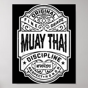 Muay-Thai-Boxen-MMA-Kämpfer-Vintage-Label Poster