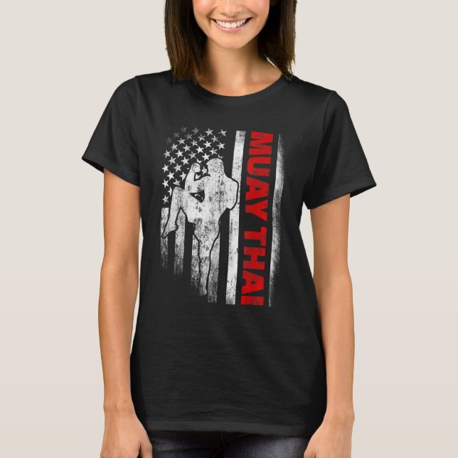 Muay Thai Boxing US-Flagge T-Shirt (Vorderseite)