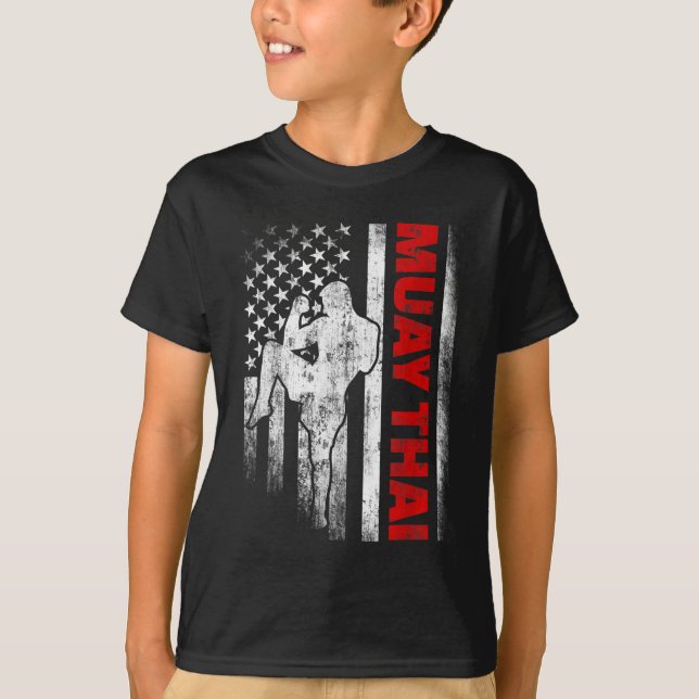 Muay Thai Boxing US-Flagge T-Shirt (Vorderseite)