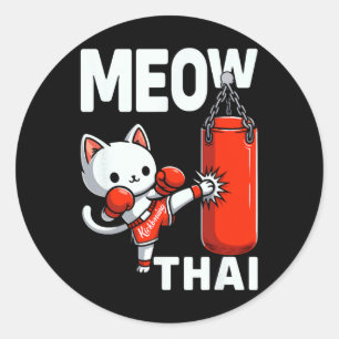 Muay Thai Cat Boxing Martial Arts Fighter Sport Cu Runder Aufkleber