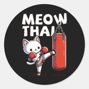 Muay Thai Cat Meow Thai Runder Aufkleber