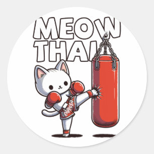 Muay Thai Cat Runder Aufkleber