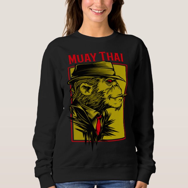 Muay Thai Chimp Jiu Jitsu MMA Fighting Muay Thai Sweatshirt (Vorderseite)