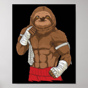 Muay Thai Faultier Kickboxen Kämpfer Poster