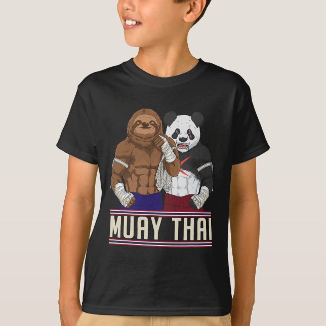 Muay-Thai-Faultier-Panda-Kickbox-Kämpfer  T-Shirt (Vorderseite)